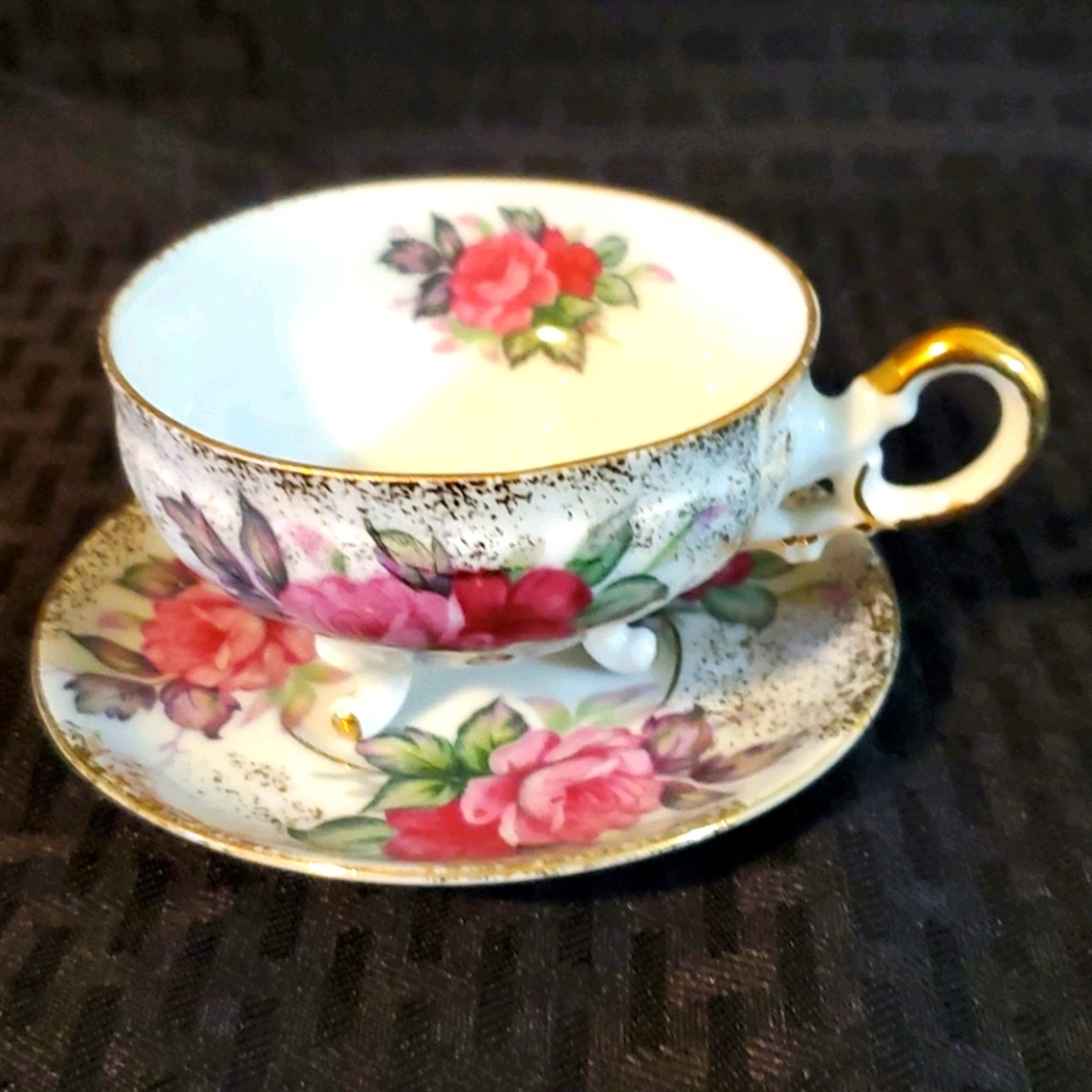 Vintage Floral Tea Cup and Saucer